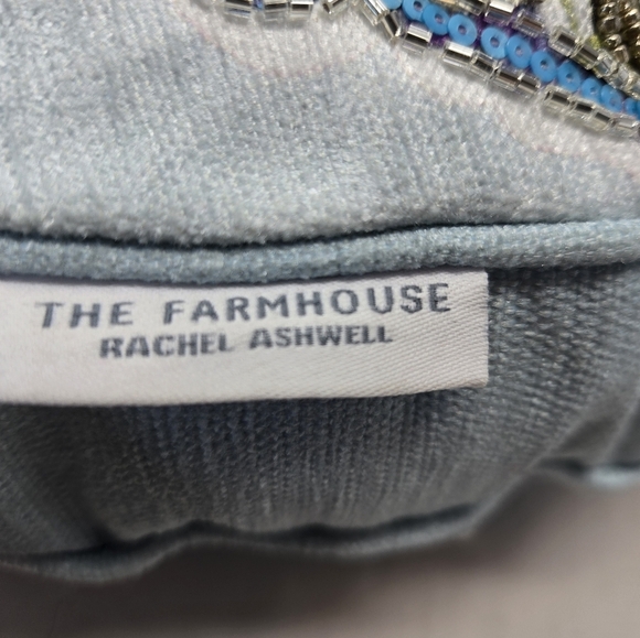 The Farmhouse Rachel Ashwell 17 Inch Round Pillow Beaded Butterflies Decorative - Picture 8 of 9